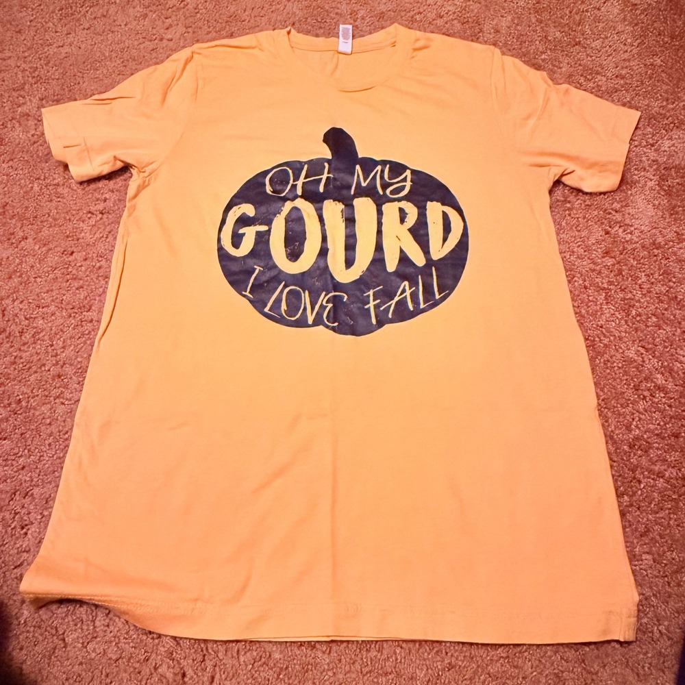 Bella Canvas Oh My Gourd I Love Fall Pumpkin Graphic Tee Yellow Medium